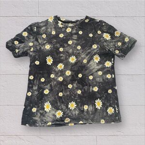 Women's Blackish blueish purplish Tie-Dye Floral Tee straight from the 1990s